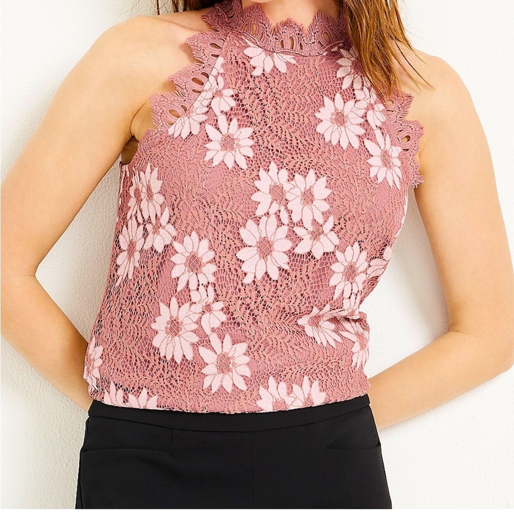 NWT Floral Lace Crochet Halter Top XXL